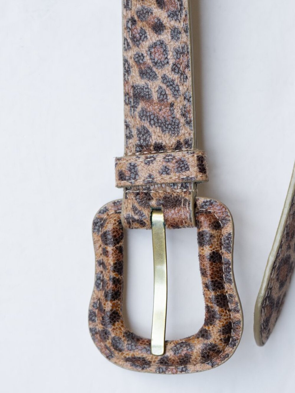 Steve Madden Leopard Print Belt Vintage Y2k Large Buckle Fabric Leather Belt - Picture 3 of 7